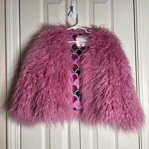 Hatley Girls Faux Fur Pink Coat Size 6